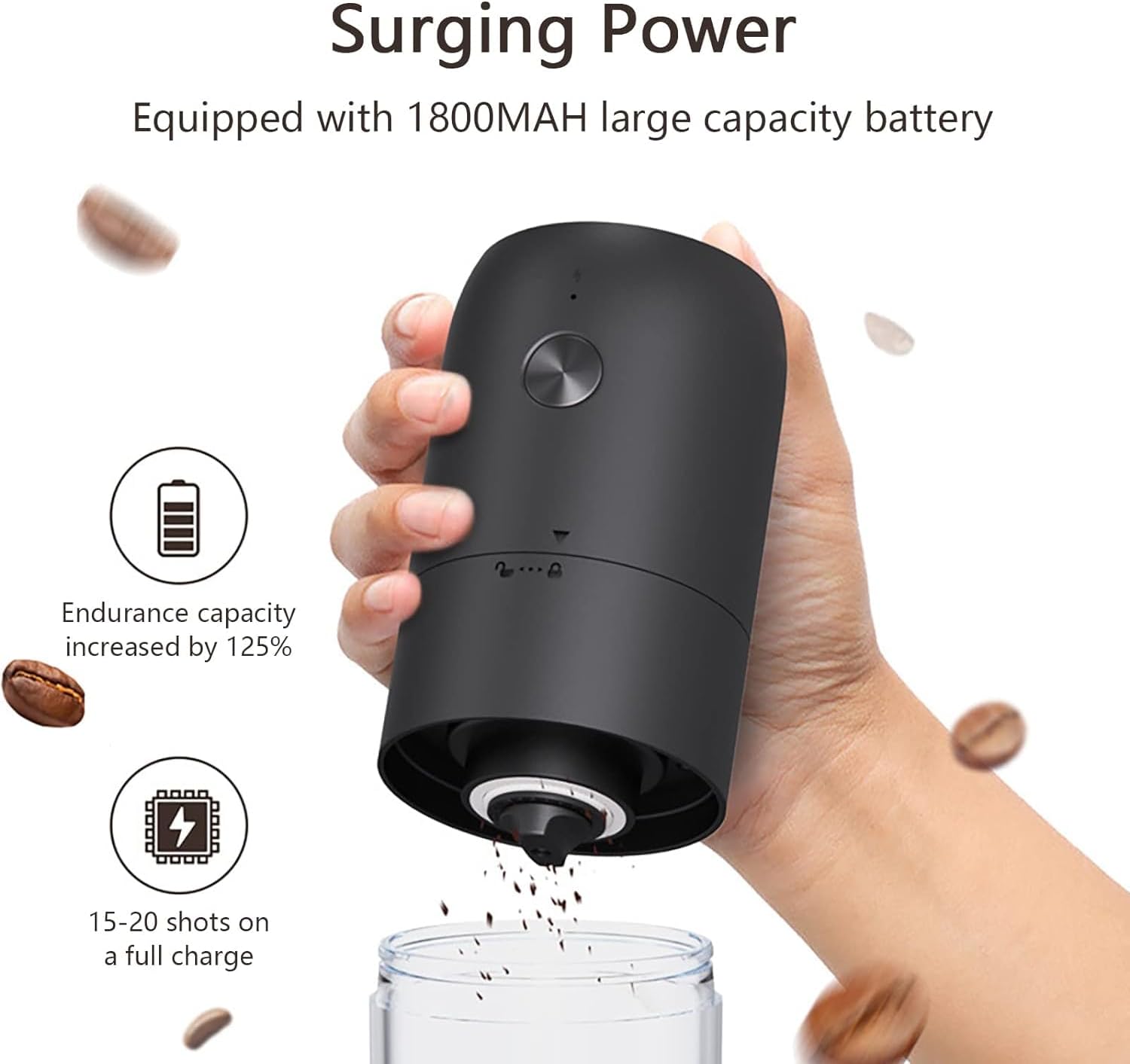 ZiaWorld Electric Portable Coffee Grinder, Compact Burr Automatic Coffee Bean Grinder, Coarseness Adjustment. USB Rechargeable, Multi Grind, Simple Operation, Includes USB - C Charger, Brush - Amazing Gadgets Outlet