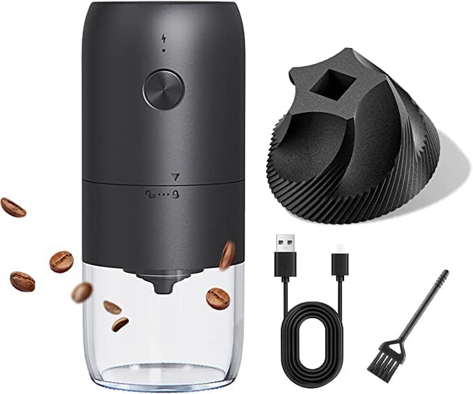 ZiaWorld Electric Portable Coffee Grinder, Compact Burr Automatic Coffee Bean Grinder, Coarseness Adjustment. USB Rechargeable, Multi Grind, Simple Operation, Includes USB - C Charger, Brush - Amazing Gadgets Outlet