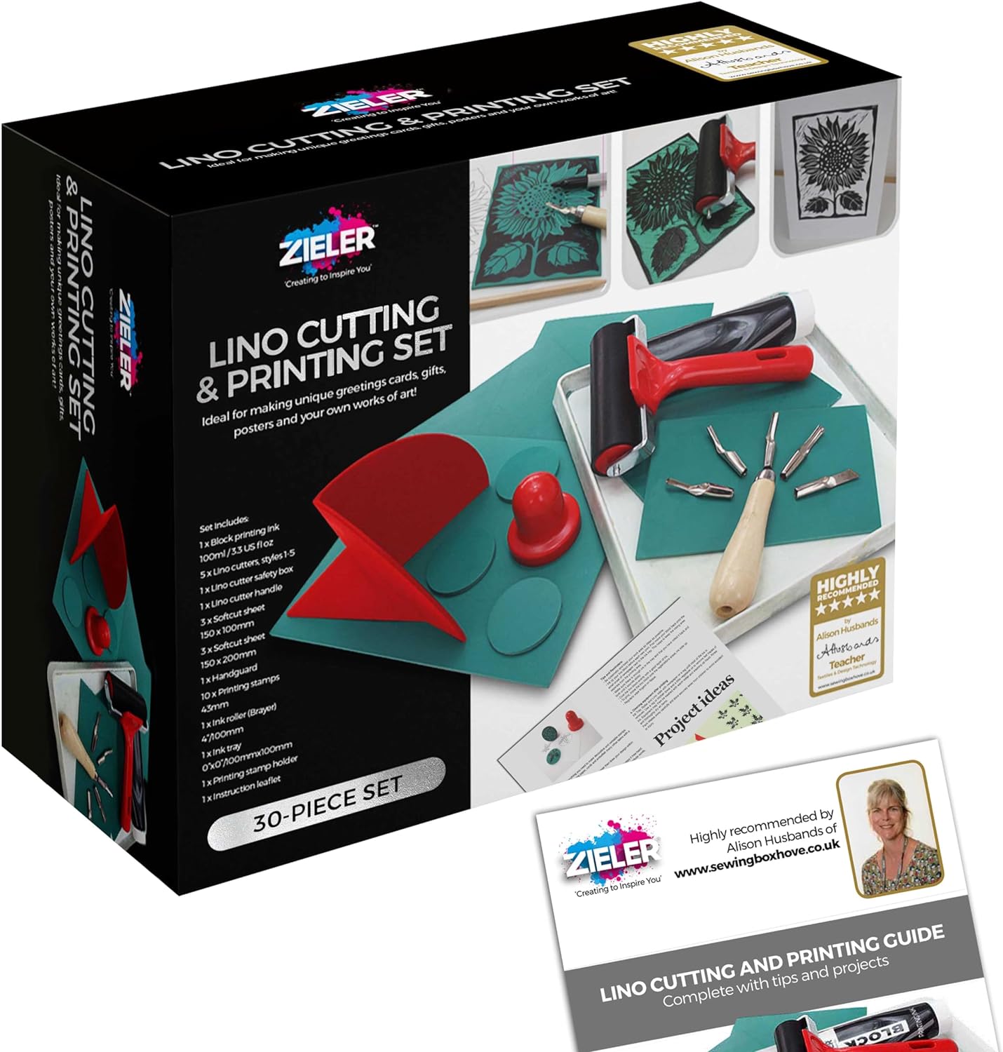 Zieler Lino Cutting & Printing Starter Kit (30 - pieces) Ideal for School or Home. Perfect for Beginner or Advanced projects such as Greeting Cards, Stamps & much more. Includes Starter Booklet! - Amazing Gadgets Outlet