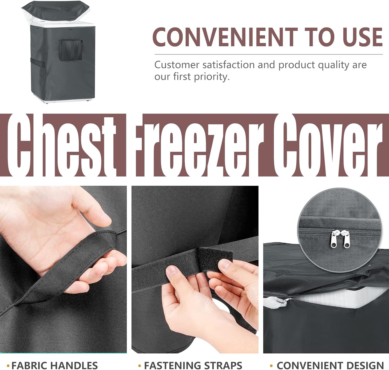 ZILOMI Chest Freezer Cover, Outdoor Deep Cover Waterproof, fit for 7.0 Cubic Feet, Top with Zipper to Open, no need to disassemble,Grey,23"L X 22"W X 34"H   Import  Single ASIN  Import  Multiple ASIN ×Product customization General Descri - Amazing Gadgets Outlet