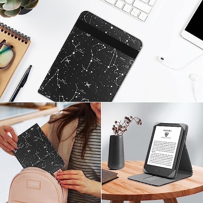 ZOENHWA Universal Case for 6.8" Paperwhite Compatible 6" All - new Kindle 2022 8 2019/Kobo Clara HD/Kobo Clara 2E Leather Stand Cover for 6 - 6.8" PocketBook/Tolino/Sony E - Book Reader,constellation - Amazing Gadgets Outlet