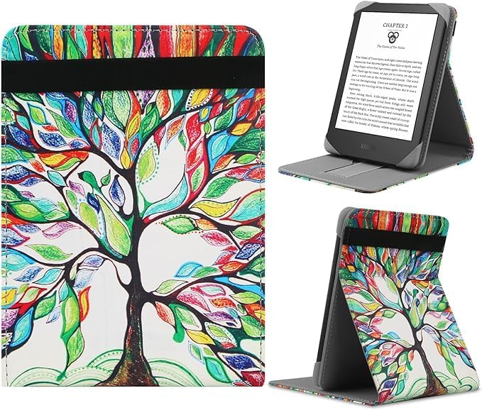 ZOENHWA Universal Case for 6.8" Paperwhite Compatible 6" All - new Kindle 2022 8 2019/Kobo Clara HD/Kobo Clara 2E Leather Stand Cover for 6 - 6.8" PocketBook/Tolino/Sony E - Book Reader,Flower - Amazing Gadgets Outlet