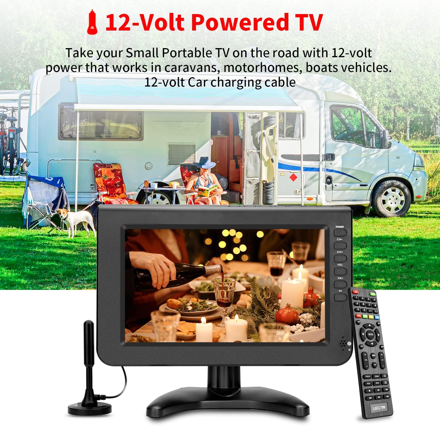 ZOSHING 10.1inch Small TV,Portable TV with Digital DVB - T2,IPS 720P Screen for USB,Freeview,H.265,DC/12Volt,HDMI,AV input,Rechargeable Battery TV for Mini Bedroom,Camping,Kitchen,Caravan   Import  Single ASIN  Import  Multiple ASIN ×Product custom - Amazing Gadgets Outlet