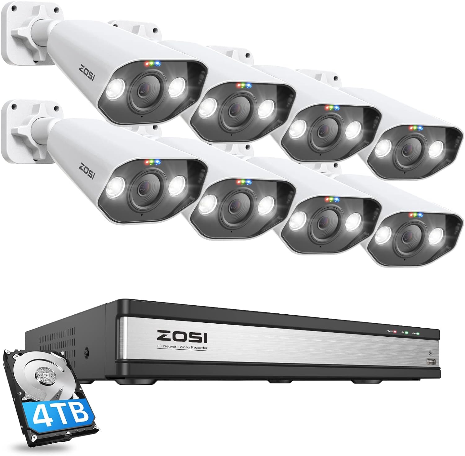 ZOSI 8CH 1080P Home CCTV Security Camera System with AI Human Vehicle Detection, 5MP Lite H.265+ DVR Recorder 1TB Hard Drive and 2pcs 2MP Weatherproof Outdoor Bullet Security Cameras, Smart Alerts - Amazing Gadgets Outlet