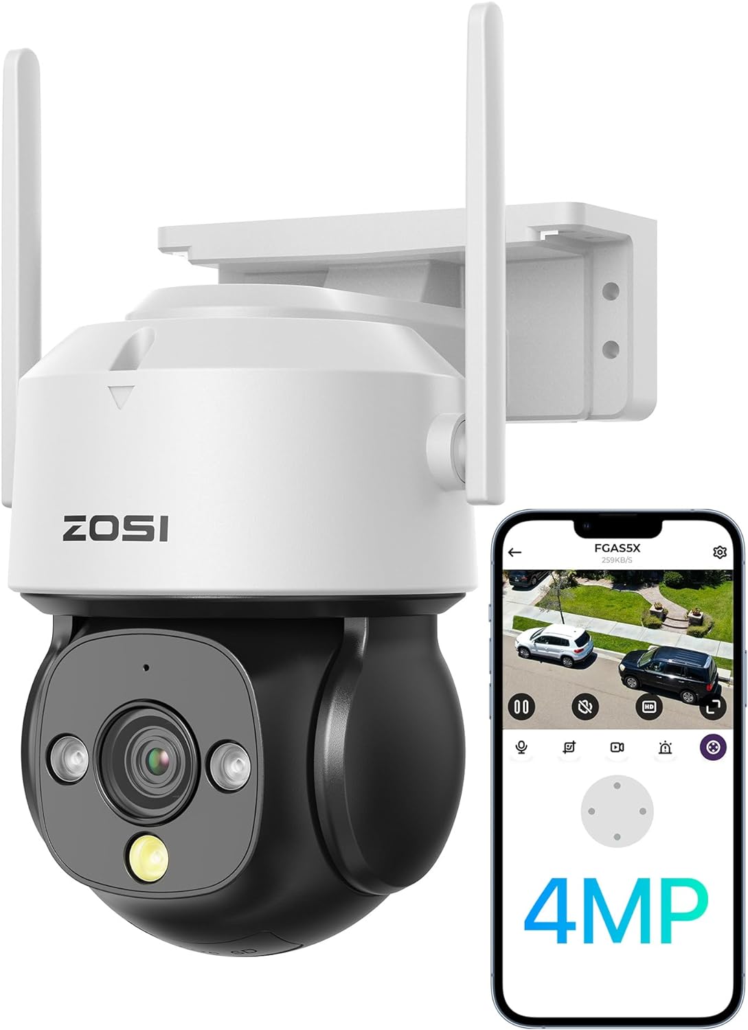 ZOSI C289 2K WiFi Security Camera Outdoor, 3MP Pan/Tilt CCTV Camera, Person Vehicle Detection, Color Night Vision, Auto Tracking, Light Siren Alarm, 2 - Way Audio, Plug - in Power, SD Card & Cloud Storage - Amazing Gadgets Outlet