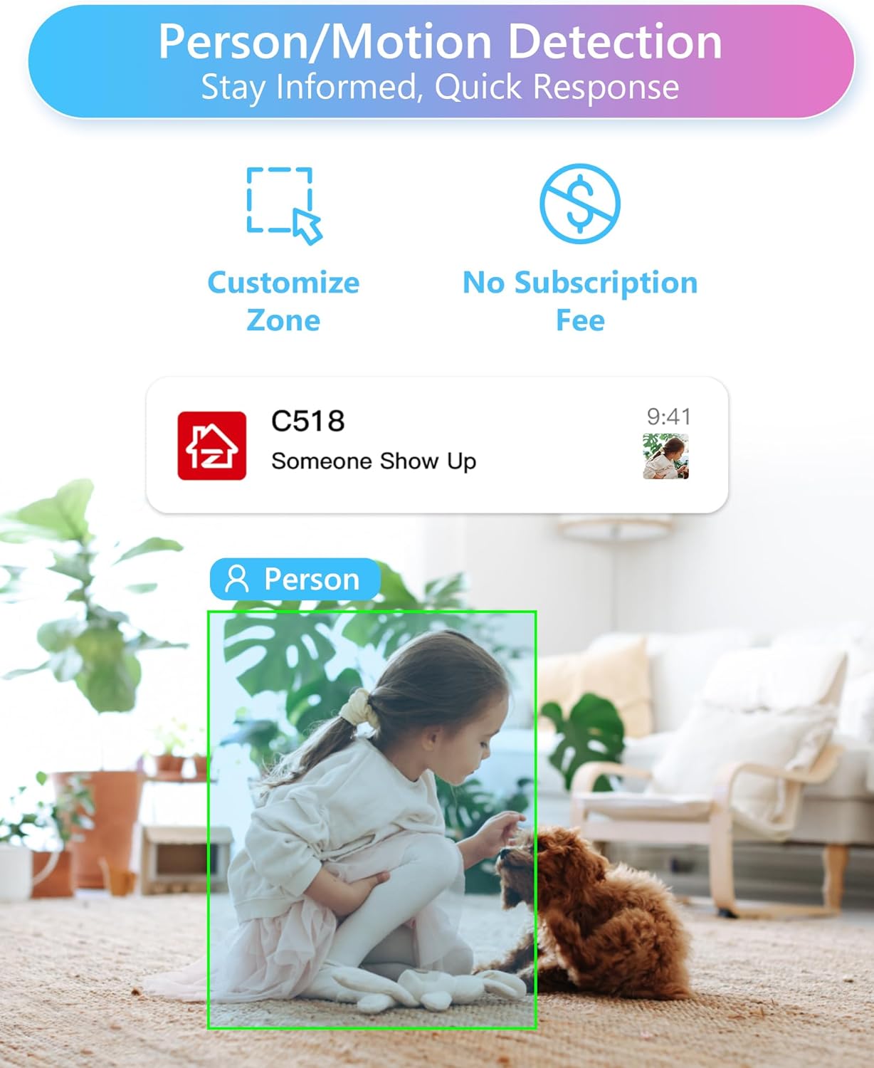 ZOSI C518 2K 3MP Pan/Tilt Security Camera,360° Views Baby/Pet Dog Monitor,2.4G/5G Dual - Band WiFi Indoor Cam with App,Smart Person Detection,2 Way Aud,Cloud & SD Card Storage,Works with Alexa - Amazing Gadgets Outlet