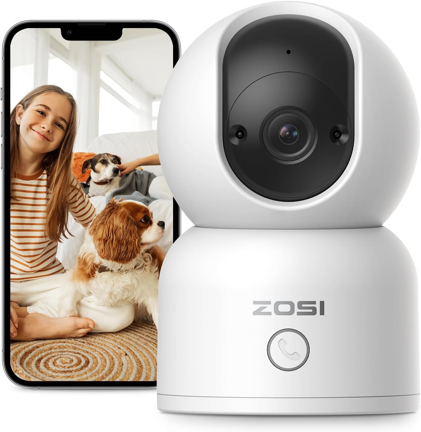 ZOSI C518 2K 3MP Pan/Tilt Security Camera,360° Views Baby/Pet Dog Monitor,2.4G/5G Dual - Band WiFi Indoor Cam with App,Smart Person Detection,2 Way Aud,Cloud & SD Card Storage,Works with Alexa - Amazing Gadgets Outlet