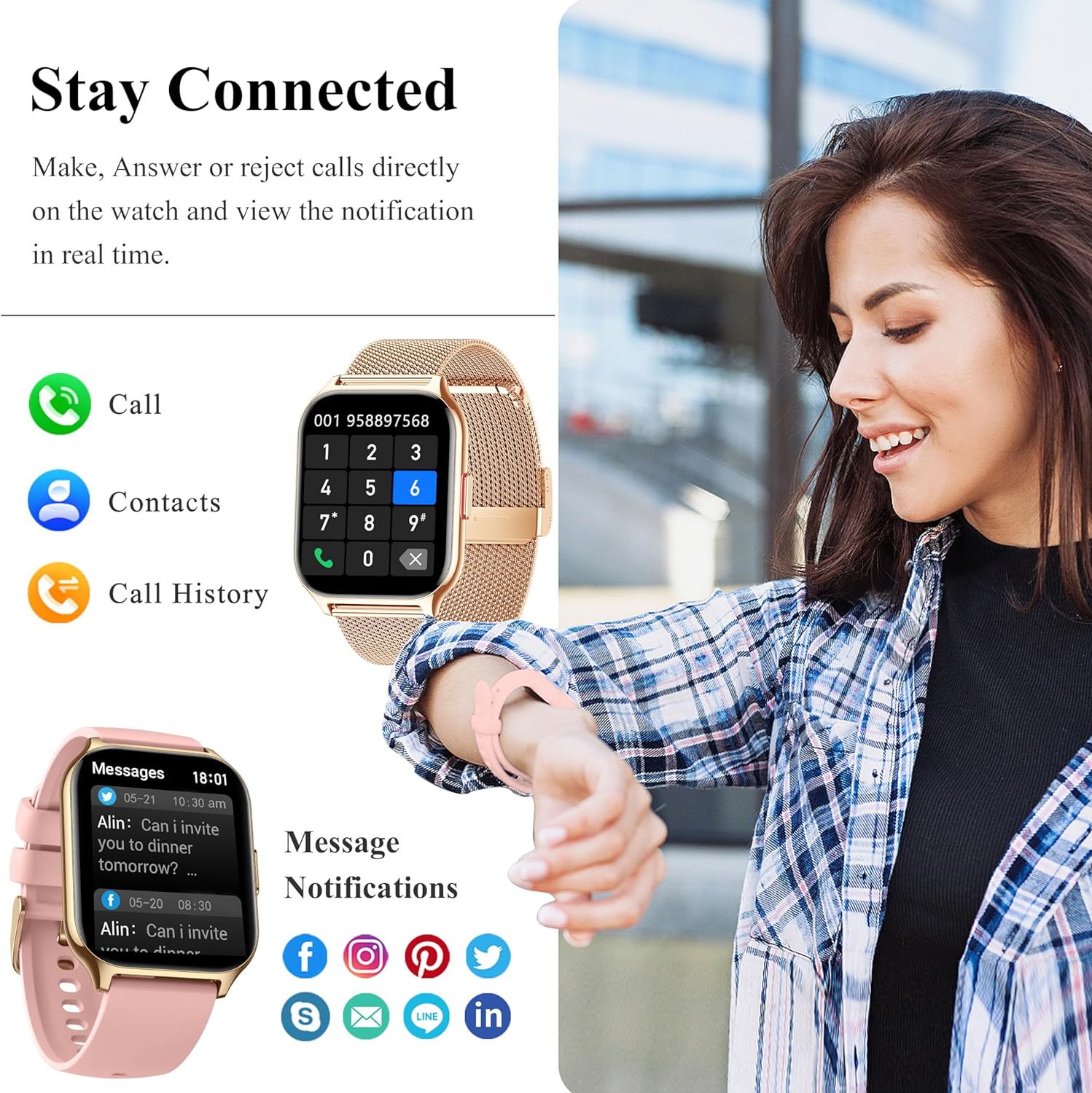 ZOSKVEE Smart Watch Answer/Make Calls, 2.01" Smartwatch Men Women, Fitness Watch with Blood Pressure, Sleep Monitor, Step Counter, 110+ Sports, IP68 Waterproof Fitness Smartwatches for Android iOS - Amazing Gadgets Outlet