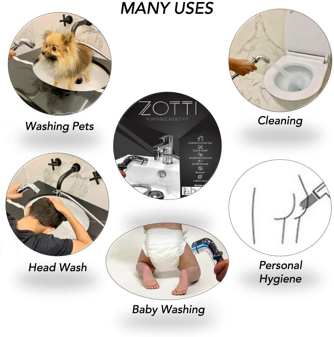 Zotti Portable Bidet Sprayer | Connects to Mixer Tap | Handheld Shower Kit | Shower Bidet Perfect for Travel Douche Pet Washing | 2 Metre Chrome Hose   Import  Single ASIN  Import  Multiple ASIN ×Product customization General Description - Amazing Gadgets Outlet